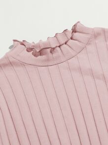 SHEIN Qutie Áo thun Xù nhỏ màu trơn Giải trí - Bụi hồng - Xem 4