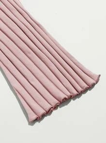 SHEIN Qutie Áo thun Xù nhỏ màu trơn Giải trí - Bụi hồng - Xem 5