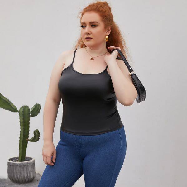 

Plus Solid Cami Top, Black