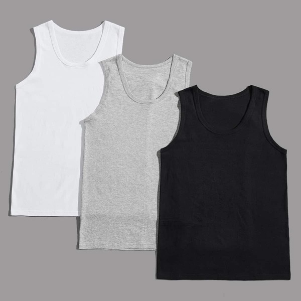 

Men 3pcs Solid Lounge Top, Multicolor