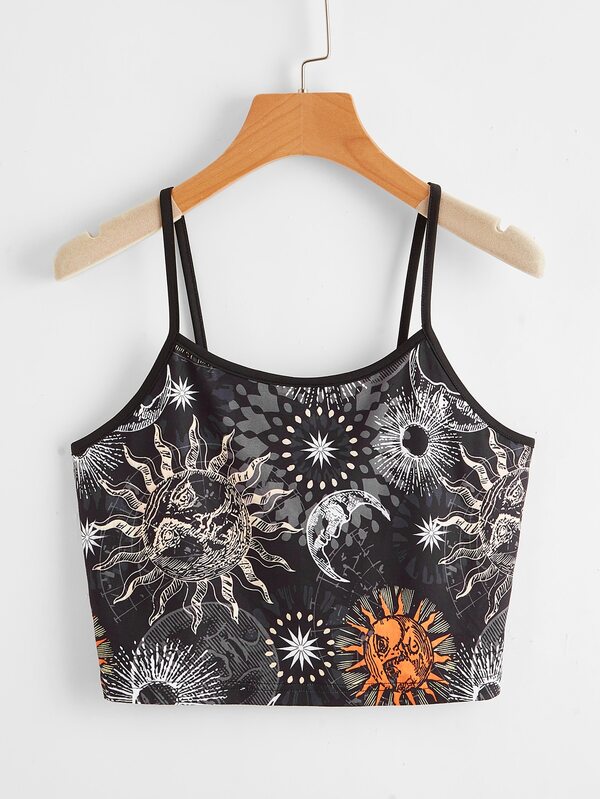 Camis Ribete en contraste Gráfivo Casual