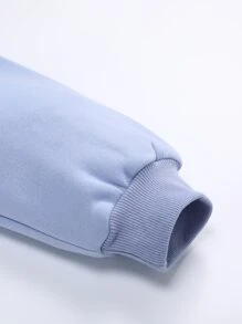 保暖內襯抽繩連帽衫帶慢跑褲 - 藍色 - 查看 6