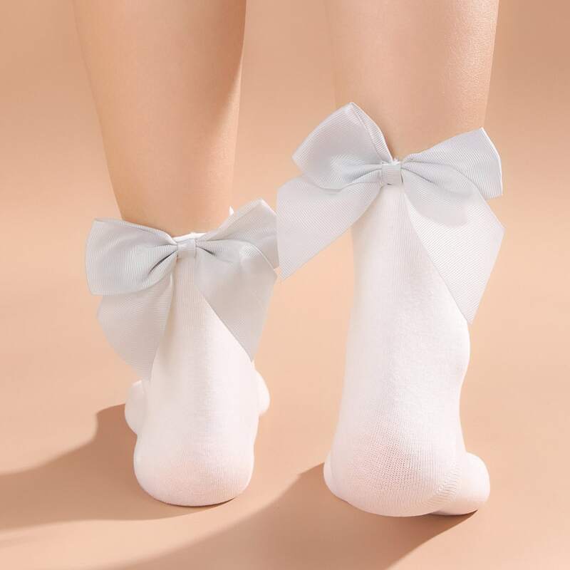 

Bow Decor Crew Socks, White