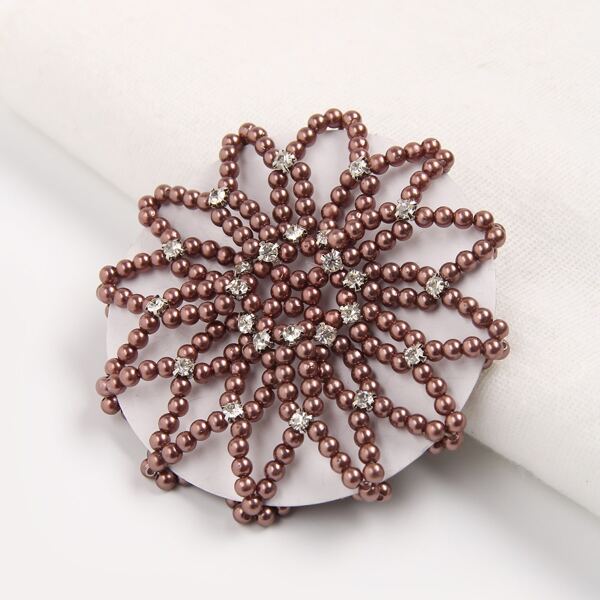 

Bead & Rhinestone Decor Hair Accessory, Coffee brown