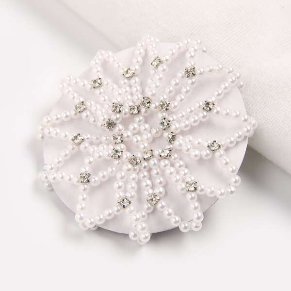 

Faux Pearl & Rhinestone Decor Hair Accessory, White
