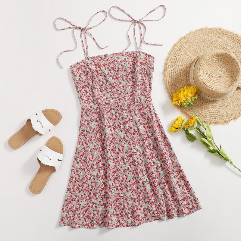 

Ditsy Floral Tie Shoulder Dress, Multicolor