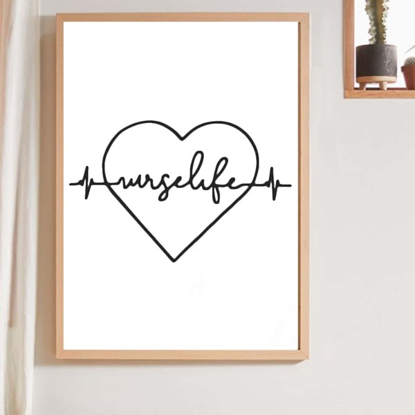 

Heart Print Wall Painting Without Frame, White