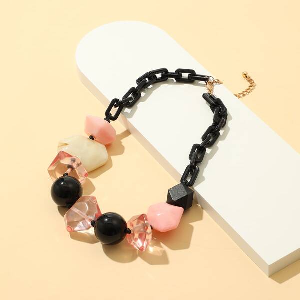 

Round Bead Decor Necklace, Multicolor