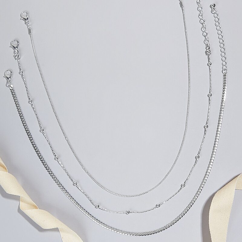 

3pcs Minimalist Necklace, Silver
