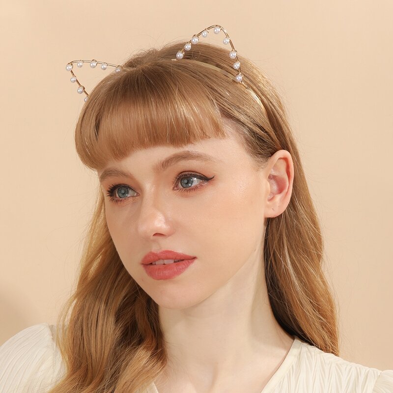 

Faux Pearl Ear Decor Hair Hoop, Gold