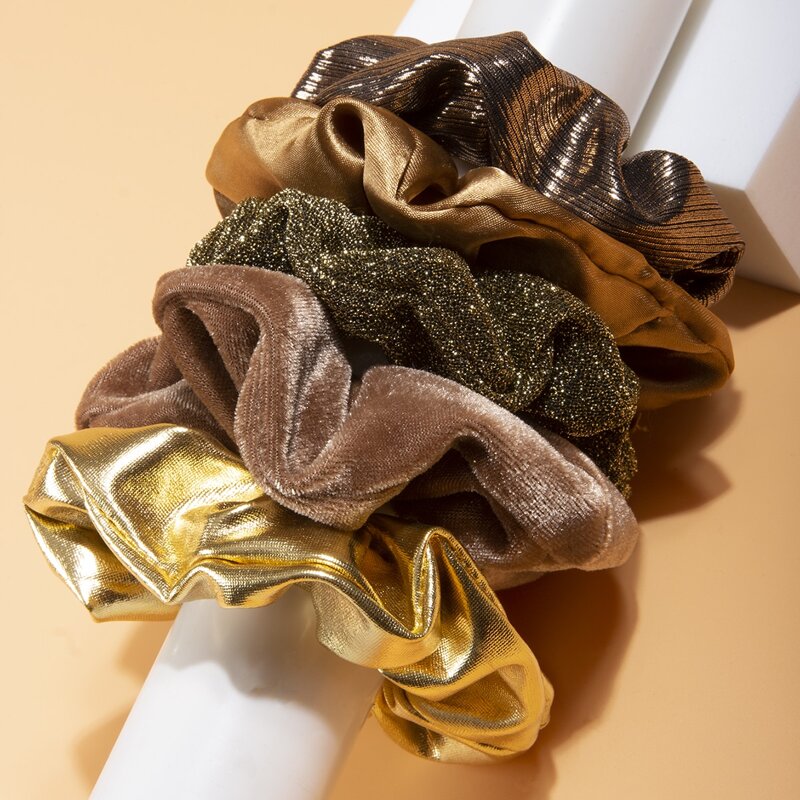 

5pcs Solid Scrunchies, Multicolor