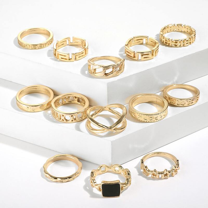 

13pcs Hollow Out Ring, Gold