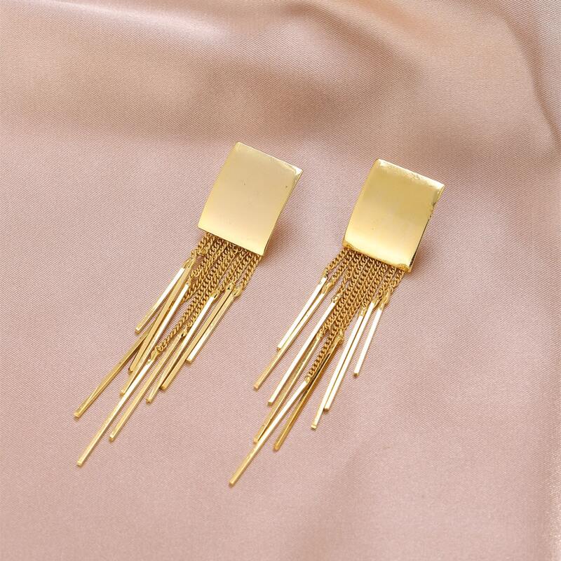 

Geo & Tassel Drop Earrings, Gold