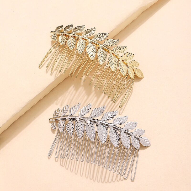 

2pcs Leaf Design Hair Comb, Multicolor