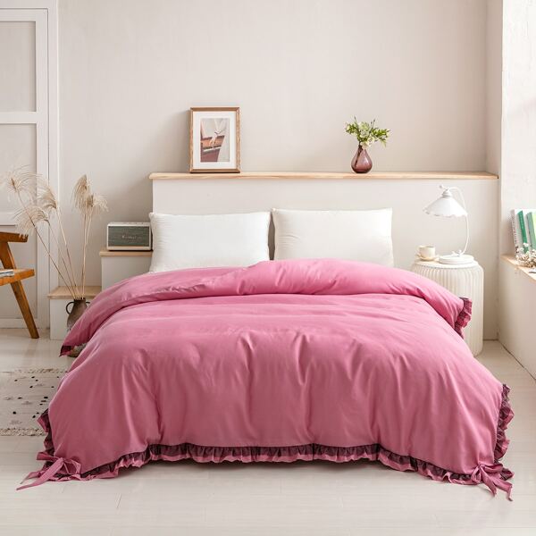 

Ruffle Trim Duvet Cover Without Filler, Pink