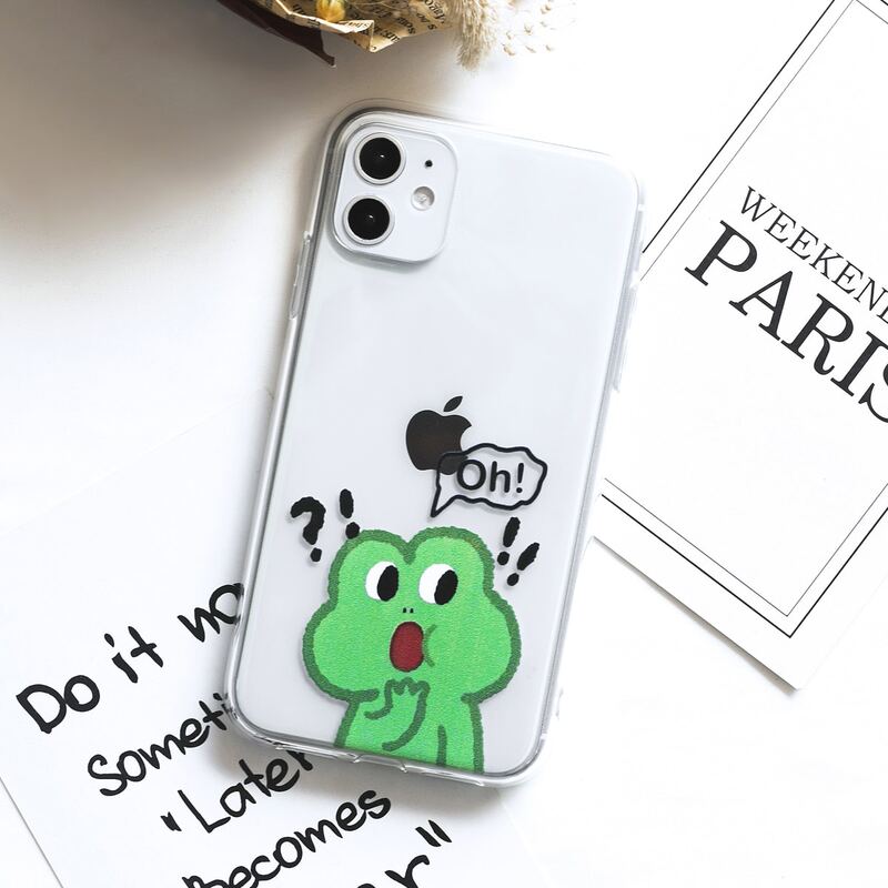 

Cartoon Frog Clear iPhone Case, Green