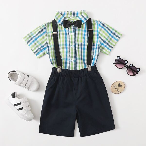 

Toddler Boys Plaid Bow Front Shirt & Shorts, Multicolor