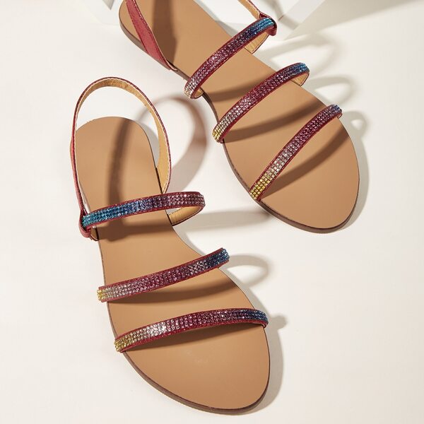 

Rhinestone Decor Ombre Pattern Slingback Sandals, Multicolor