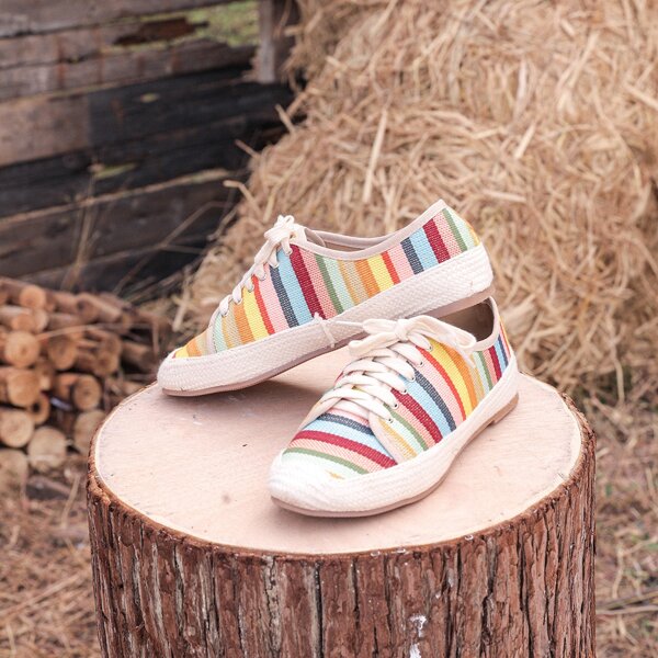 

Lace-up Front Striped Espadrilles Shoes, Multicolor