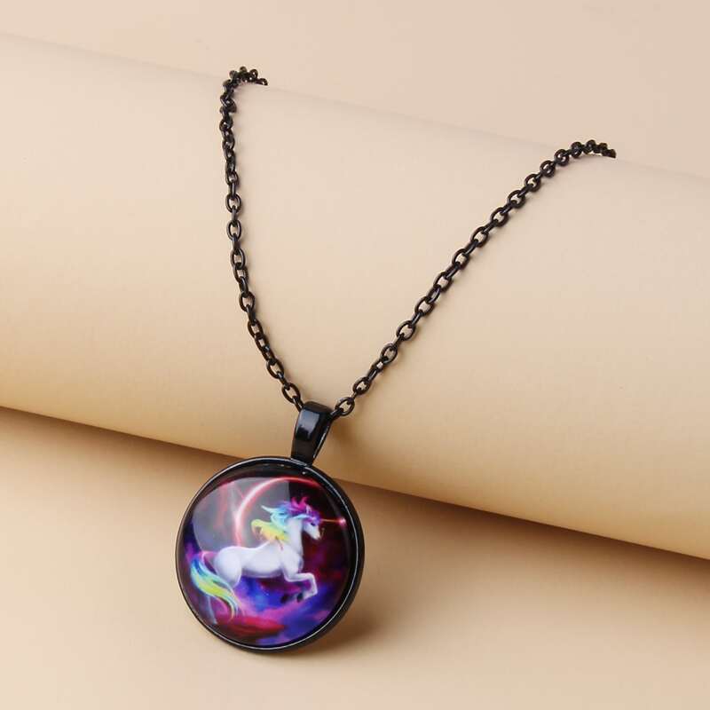 

Unicorn Pendant Necklace, Purple