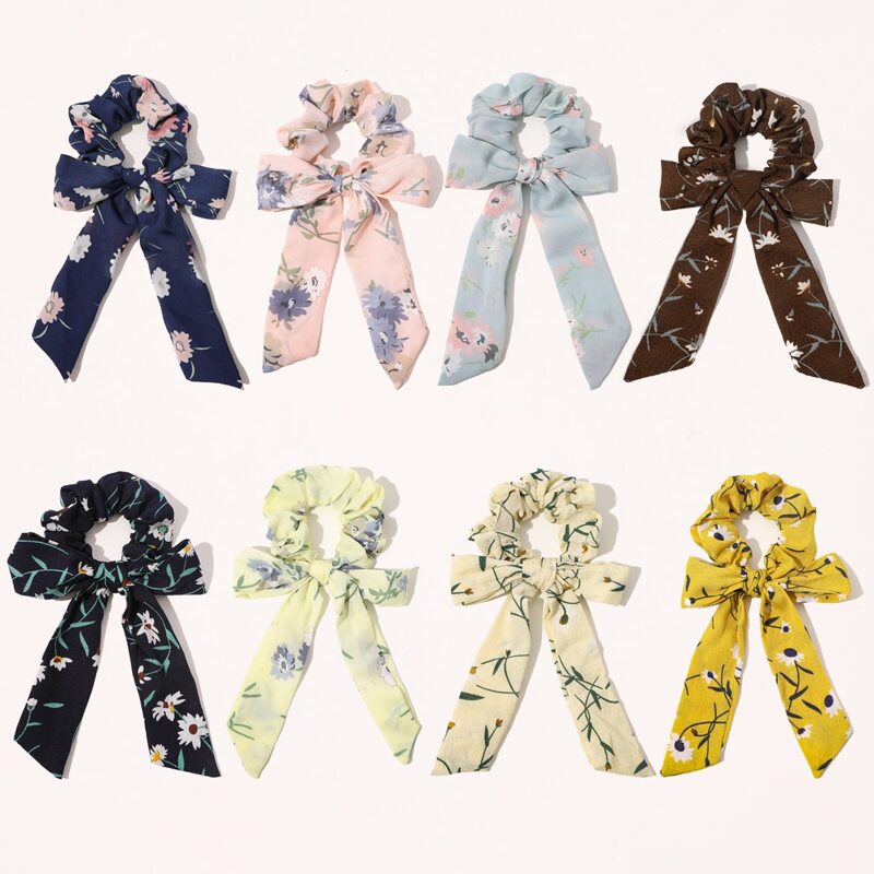 

8pcs Ditsy Floral Print Scrunchie Scarf, Multicolor