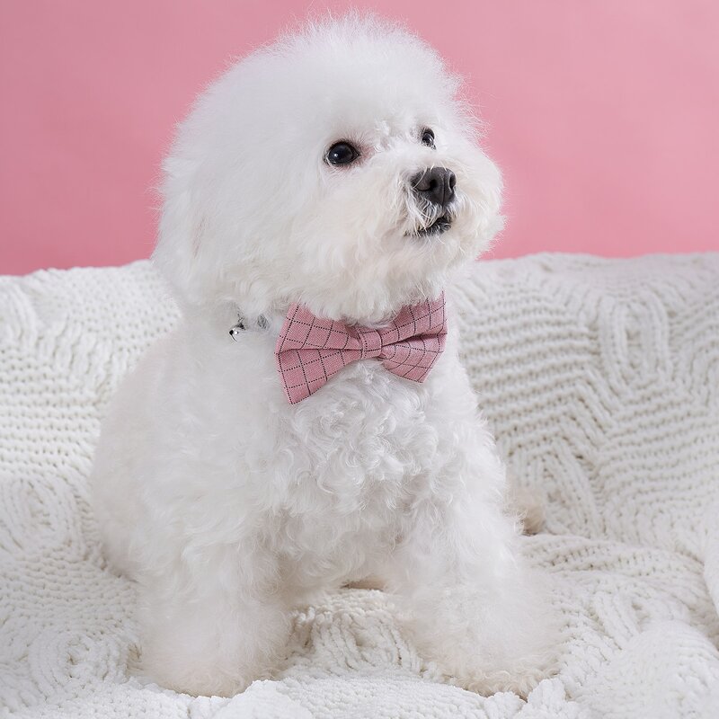 

Plaid Bow Decor Pet Collar, Pink