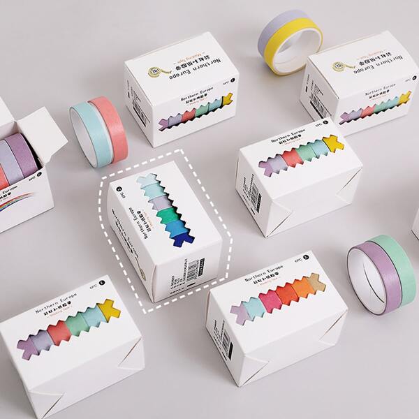 

6rolls 1 Box Random DIY Tape, Multicolor