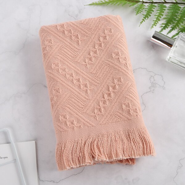 

Tassel Trim Face Towel, Pink