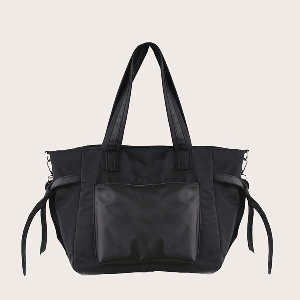 

Men Pocket Front Large Capacity Tote Bag, Black