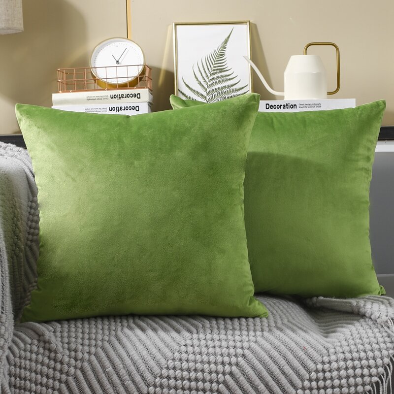 

1pc Solid Color Cushion Cover Without Filler, Green