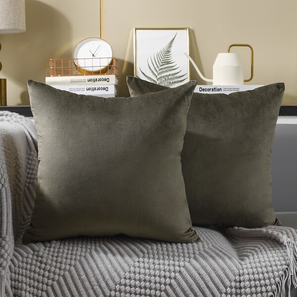 

1pc Solid Color Cushion Cover Without Filler, Green