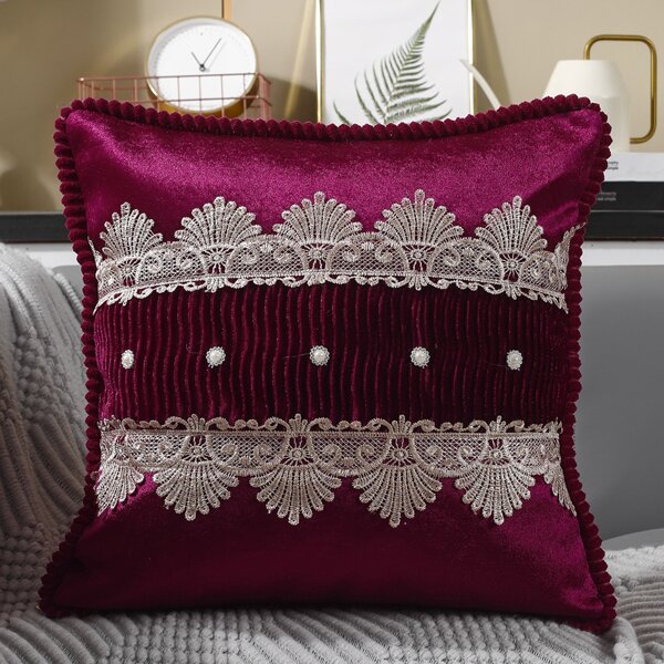 

Faux Pearl Detail Cushion Cover Without Filler, Red
