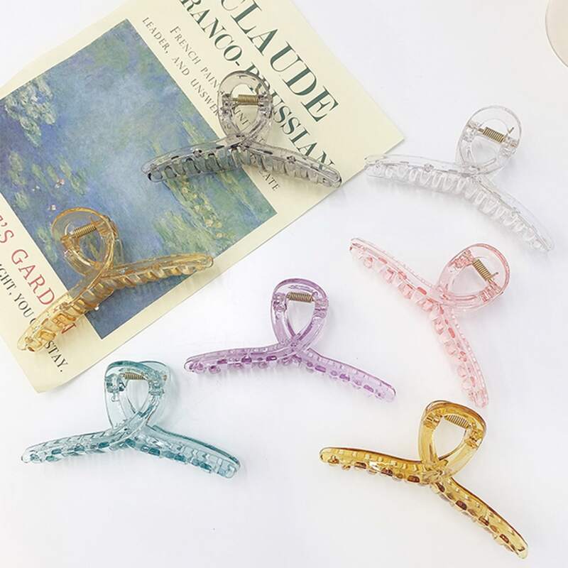 

2pcs Random Clear Hair Claw, Multicolor