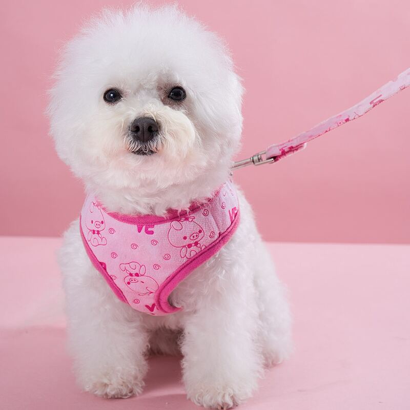 

1pc Cartoon Pig Pet Harness & 1pc Pet Leash, Pink