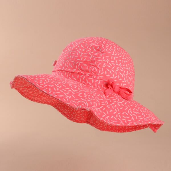 

Baby Bow Decor Wide Brim Bucket Hat, Watermelon pink