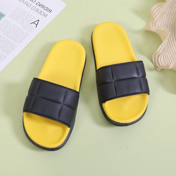

Open Toe Geometric Slides, Black