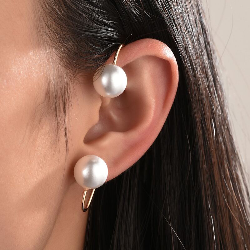 

Faux Pearl Decor Ear Climber, White