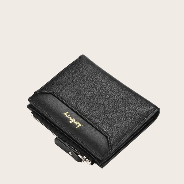 

Men Letter Graphic Fold Over Wallet, Black