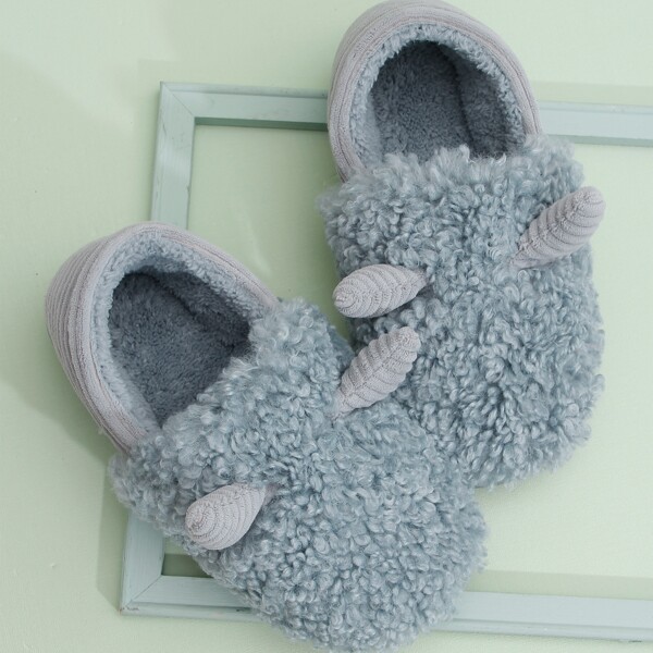 

Men Ear Decor Plush Slippers, Blue