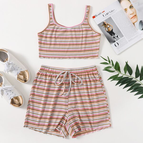 

Stripe Tank Top & Knot Front Shorts, Multicolor