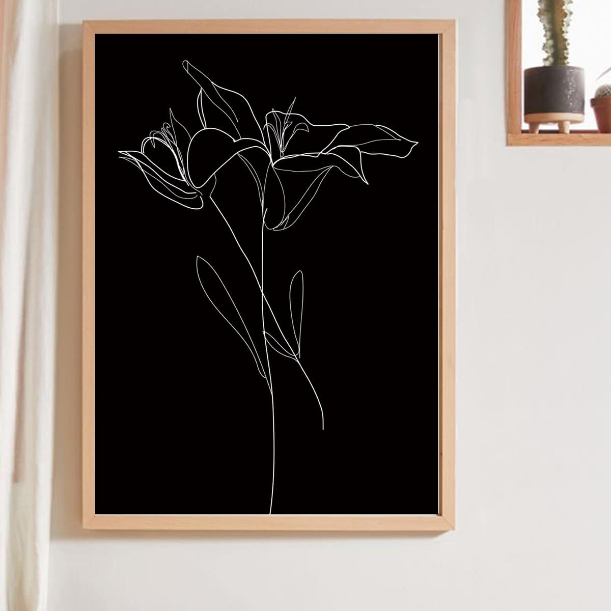 

Flower Print Wall Painting Without Frame, Black