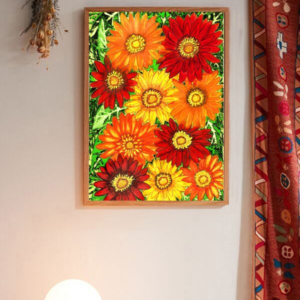 

Flower Print Wall Painting Without Frame, Multicolor