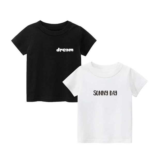 

Toddler Boys 2pcs Letter Graphic Tee, Black and white