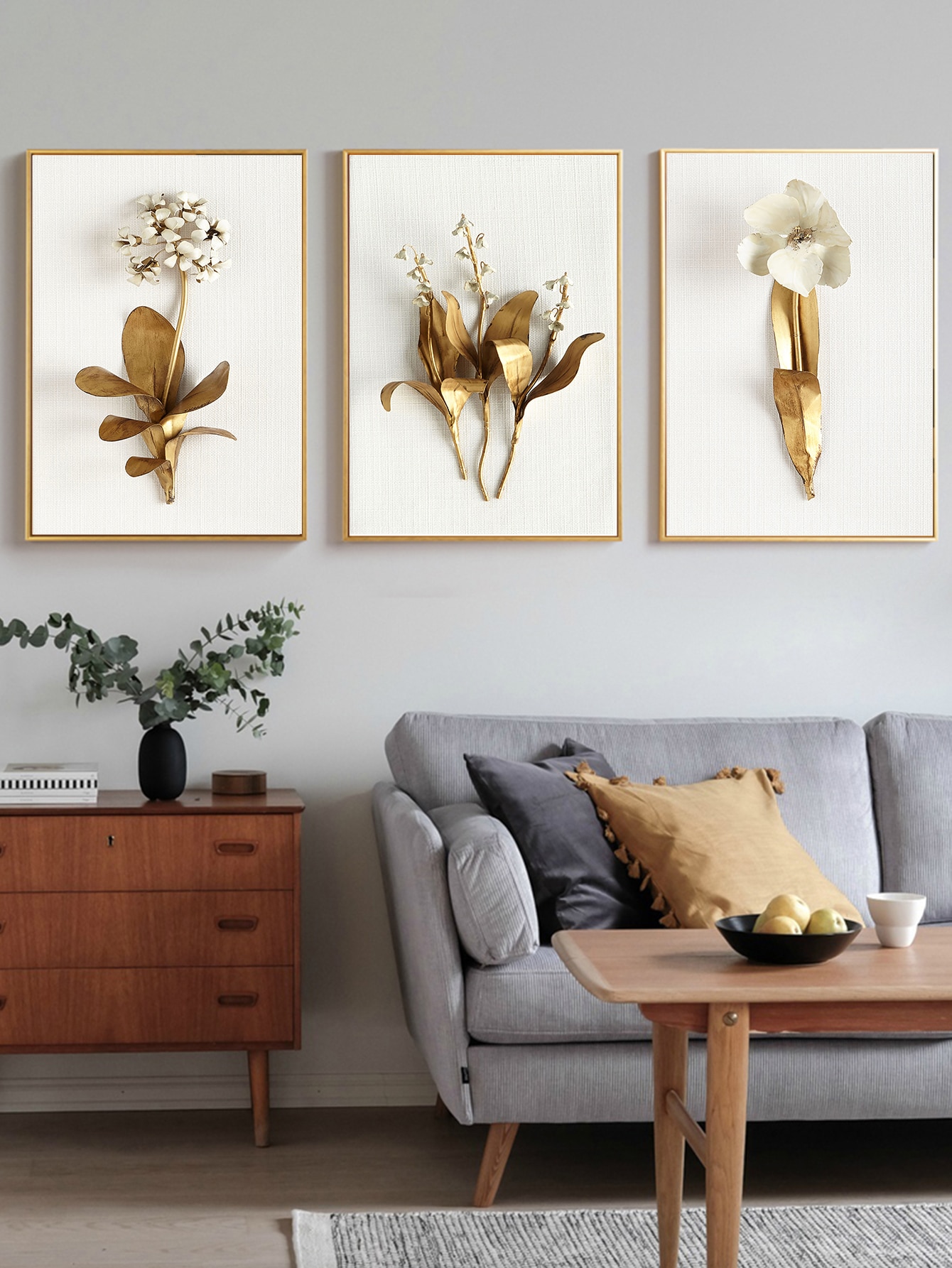 3pcs plant print wall painting without frame