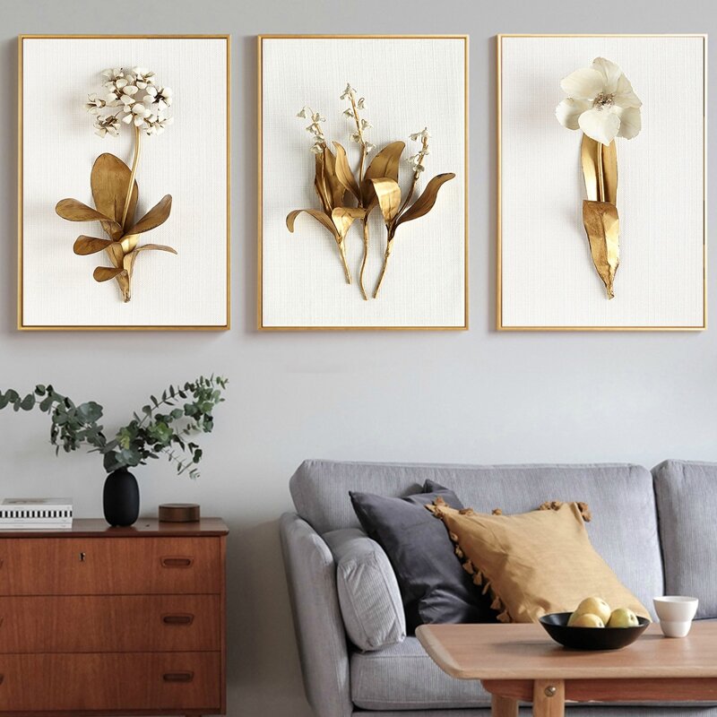 

3pcs Plant Print Wall Painting Without Frame, Multicolor