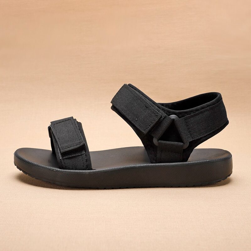 

Double Velcro Strap Sport Sandals, Black