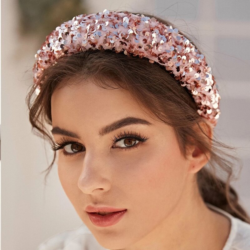 

1pc Sequin Headband, Baby pink