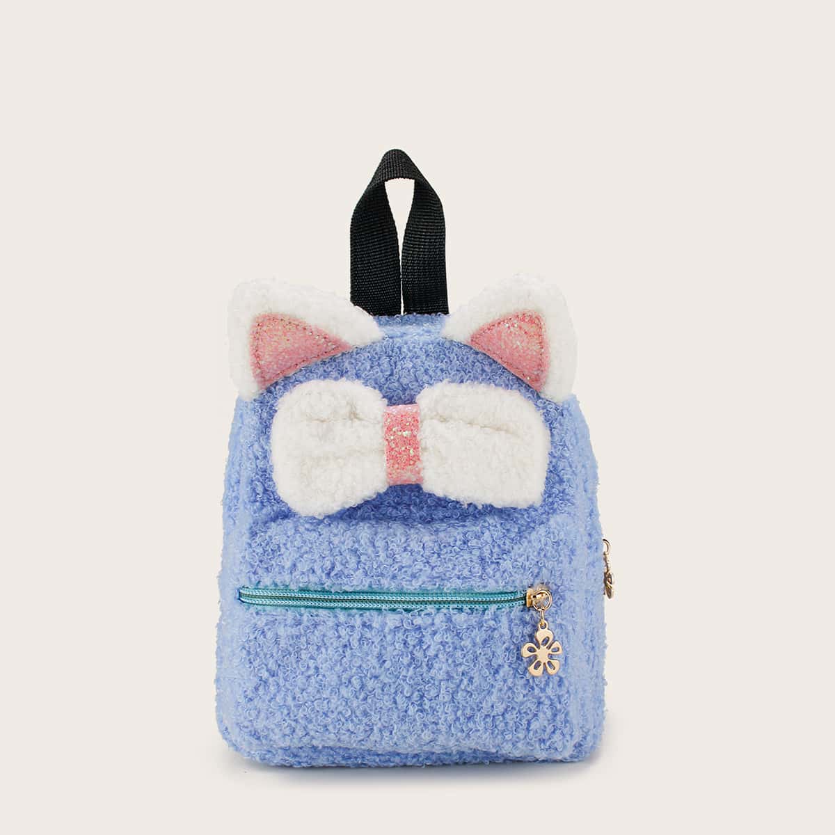 

Sequin Ear & Bow Fluffy Backpack, Baby blue