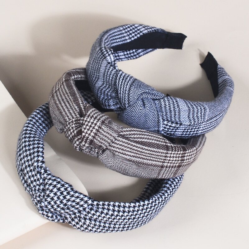 

3pcs Houndstooth Knot Headband, Multicolor