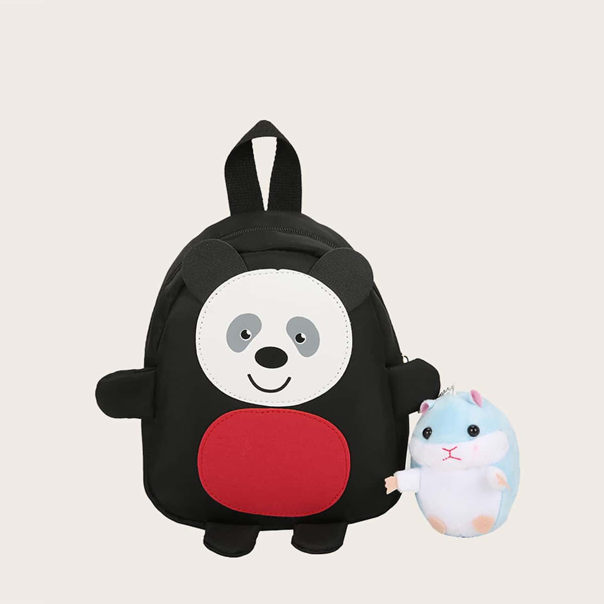 

Cartoon Panda Zip Backpack, Black